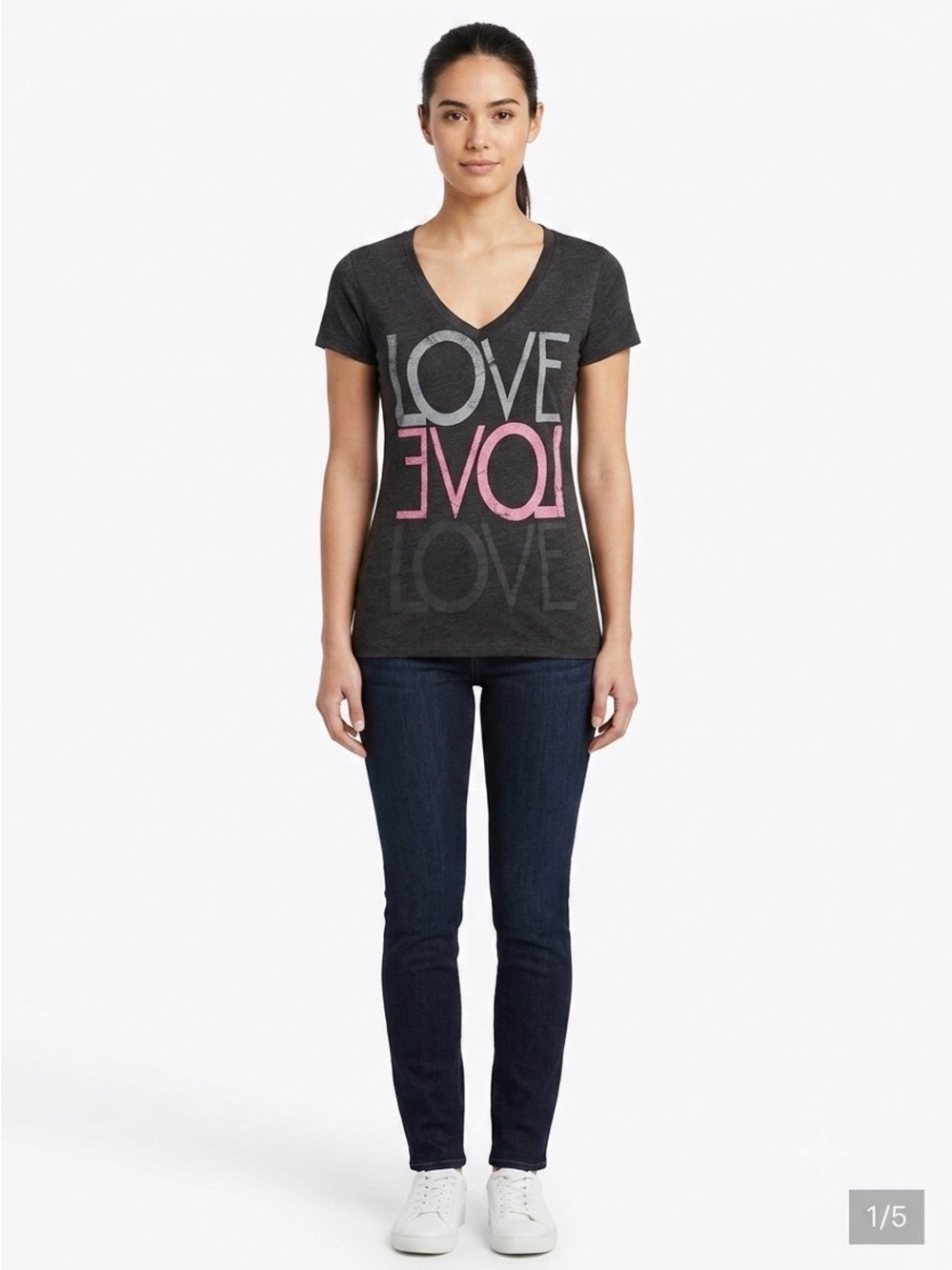 L.O.L. Vintage Charcoal Tee with White Printed Logo